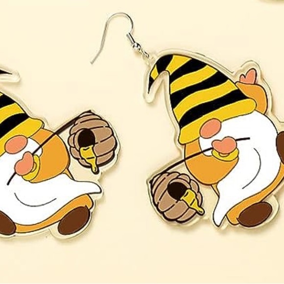 Acrylic Dangling Gnome Earrings - Picture 5 of 8
